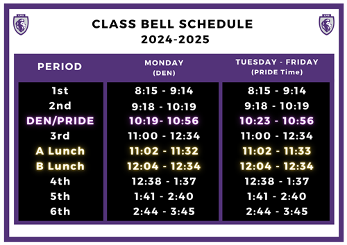 2024-2025 Regular Bell Schedule